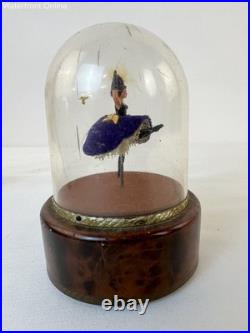 Vintage Swiss Reuge Dancing Ballerina Dome Music Box French Cancan Purple Dress