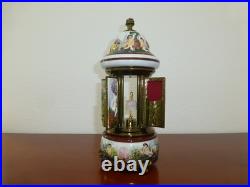 Vintage Swiss Reuge Dancing Ballerina Music Box Carousel Porcelain Items Holder