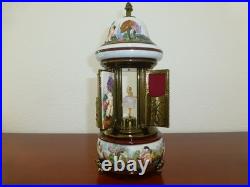 Vintage Swiss Reuge Dancing Ballerina Music Box Carousel Porcelain Items Holder