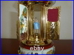 Vintage Swiss Reuge Dancing Ballerina Music Box Carousel Porcelain Items Holder