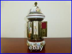 Vintage Swiss Reuge Dancing Ballerina Music Box Carousel Porcelain Items Holder