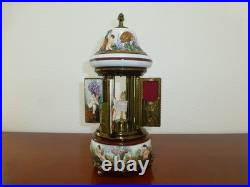 Vintage Swiss Reuge Dancing Ballerina Music Box Carousel Porcelain Items Holder