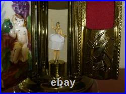Vintage Swiss Reuge Dancing Ballerina Music Box Carousel Porcelain Items Holder