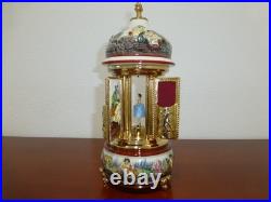 Vintage Swiss Reuge Dancing Ballerina Music Box Carousel Porcelain Items Holder