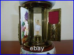 Vintage Swiss Reuge Dancing Ballerina Music Box Carousel Porcelain Items Holder