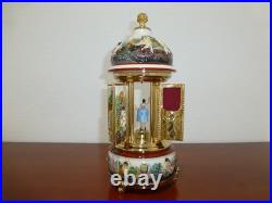 Vintage Swiss Reuge Dancing Ballerina Music Box Carousel Porcelain Items Holder