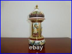 Vintage Swiss Reuge Dancing Ballerina Music Box Carousel Porcelain Items Holder