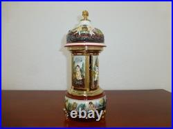 Vintage Swiss Reuge Dancing Ballerina Music Box Carousel Porcelain Items Holder