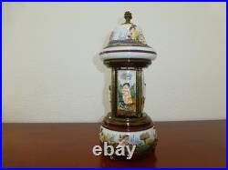 Vintage Swiss Reuge Dancing Ballerina Music Box Carousel Porcelain Items Holder
