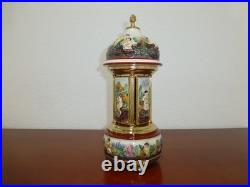 Vintage Swiss Reuge Dancing Ballerina Music Box Carousel Porcelain Items Holder