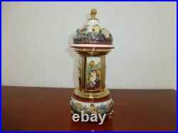 Vintage Swiss Reuge Dancing Ballerina Music Box Carousel Porcelain Items Holder