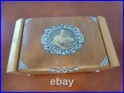 Vintage Swiss Reuge Dancing Ballerina Music Box Wooden Cigarette Holder Vintage Swiss Reuge Dancing Ballerina Music Box Wooden Cigarette Holder