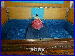 Vintage Swiss Reuge Dancing Ballerina Musical Jewelry Box Automaton (See Video)