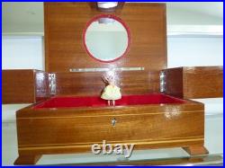 Vintage Swiss Reuge Dancing Ballerina Musical Jewelry Box Automaton (See Video)