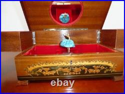 Vintage Swiss Reuge Dancing Ballerina Musical Jewelry Box Automaton (See Video)