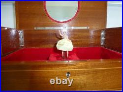 Vintage Swiss Reuge Dancing Ballerina Musical Jewelry Box Automaton (See Video)
