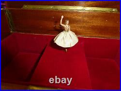 Vintage Swiss Reuge Dancing Ballerina Musical Jewelry Box Automaton (See Video)