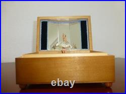 Vintage Swiss Reuge Dancing Ballerina Wooden Storage Box Music Box