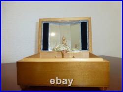 Vintage Swiss Reuge Dancing Ballerina Wooden Storage Box Music Box