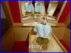 Vintage Swiss Reuge Dancing Ballerina Wooden Storage Box Music Box
