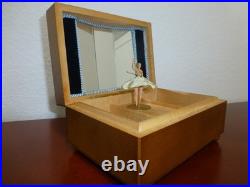 Vintage Swiss Reuge Dancing Ballerina Wooden Storage Box Music Box
