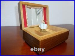 Vintage Swiss Reuge Dancing Ballerina Wooden Storage Box Music Box