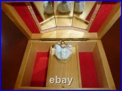 Vintage Swiss Reuge Dancing Ballerina Wooden Storage Box Music Box