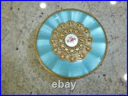Vintage Swiss Reuge Guilloche Enamel Music Box Musical Powder Gold Tone Case