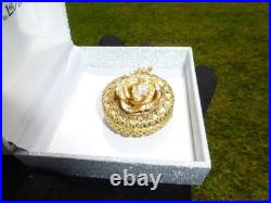 Vintage Swiss Reuge Miniature Music Box Mechanical Wind Up Gold Tone Metal Case