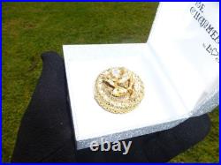 Vintage Swiss Reuge Miniature Music Box Mechanical Wind Up Gold Tone Metal Case