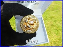 Vintage Swiss Reuge Miniature Music Box Mechanical Wind Up Gold Tone Metal Case