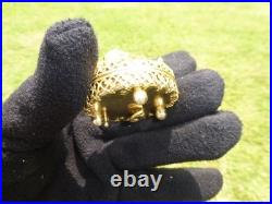 Vintage Swiss Reuge Miniature Music Box Mechanical Wind Up Gold Tone Metal Case