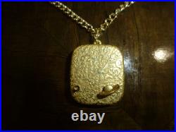 Vintage Swiss Reuge Miniature Music Box Pendant Gold Tone Case & Chain
