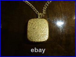 Vintage Swiss Reuge Miniature Music Box Pendant Gold Tone Case & Chain