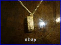 Vintage Swiss Reuge Miniature Music Box Pendant Gold Tone Case & Chain
