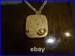 Vintage Swiss Reuge Miniature Music Box Pendant Gold Tone Case & Chain