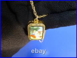 Vintage Swiss Reuge Miniature music box pendant Gold Filled Sterling Silver Case