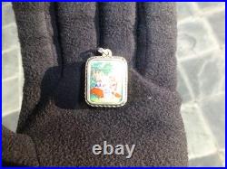 Vintage Swiss Reuge Miniature music box pendant Gold Gilt Sterling Silver Case