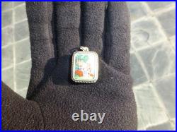 Vintage Swiss Reuge Miniature music box pendant Gold Gilt Sterling Silver Case