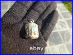 Vintage Swiss Reuge Miniature music box pendant Gold Gilt Sterling Silver Case
