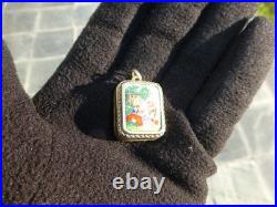 Vintage Swiss Reuge Miniature music box pendant Gold Gilt Sterling Silver Case