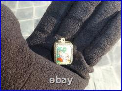 Vintage Swiss Reuge Miniature music box pendant Gold Gilt Sterling Silver Case