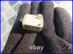 Vintage Swiss Reuge Miniature music box pendant Gold Gilt Sterling Silver Case