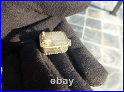 Vintage Swiss Reuge Miniature music box pendant Gold Gilt Sterling Silver Case