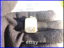 Vintage Swiss Reuge Miniature music box pendant Gold Gilt Sterling Silver Case
