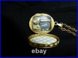 Vintage Swiss Reuge Miniature music box pendant Sterling Silver Case with Chain