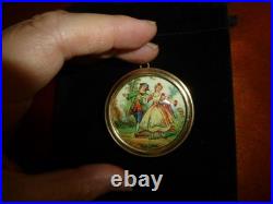 Vintage Swiss Reuge Music Box Pendant Necklace Plays Good Morning Song