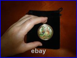 Vintage Swiss Reuge Music Box Pendant Necklace Plays Good Morning Song