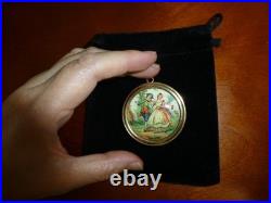Vintage Swiss Reuge Music Box Pendant Necklace Plays Good Morning Song