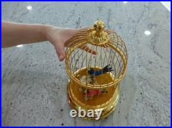 Vintage Swiss Reuge Singing Bird Cage Gold Gilt Cage (Watch The Video)